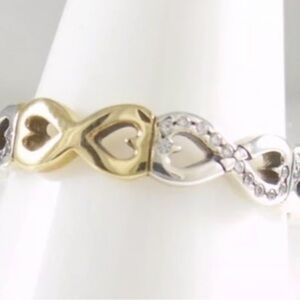 Pandora Sterling silver and gold infinite love ring. Size 8.5
